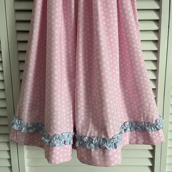 Vive La Fete smocked dress bunnies pink & white polka dot girl’s size 4T - Picture 4 of 8